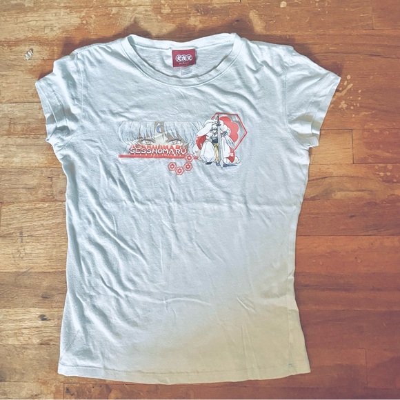 VINTAGE INU-YASHA Y2K T-SHIRT VINTAGE 2000 ANIME SESSHOMARU WHITE DOG JNRS LG - Picture 4 of 4
